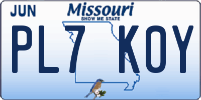 MO license plate PL7K0Y