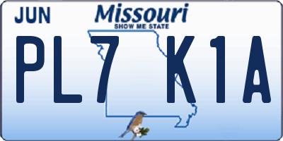 MO license plate PL7K1A