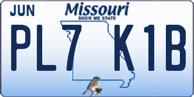MO license plate PL7K1B