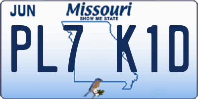 MO license plate PL7K1D