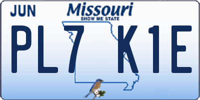 MO license plate PL7K1E