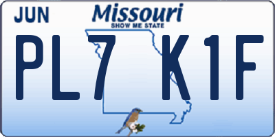 MO license plate PL7K1F