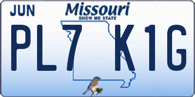 MO license plate PL7K1G