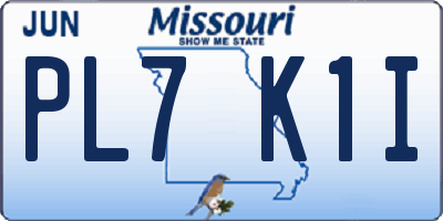 MO license plate PL7K1I