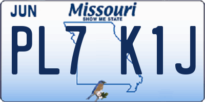 MO license plate PL7K1J