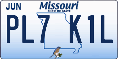 MO license plate PL7K1L