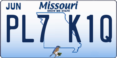 MO license plate PL7K1Q