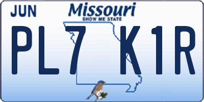 MO license plate PL7K1R