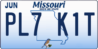 MO license plate PL7K1T