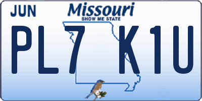 MO license plate PL7K1U