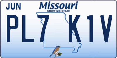 MO license plate PL7K1V