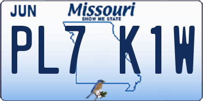 MO license plate PL7K1W