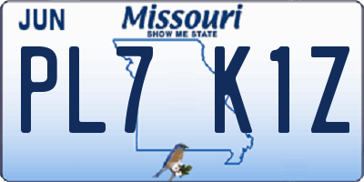 MO license plate PL7K1Z