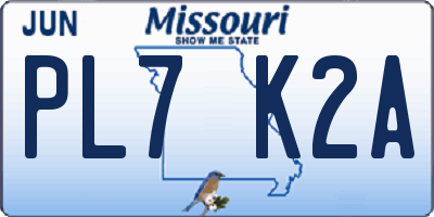 MO license plate PL7K2A