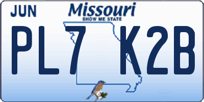 MO license plate PL7K2B