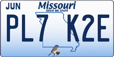MO license plate PL7K2E