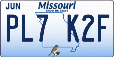 MO license plate PL7K2F