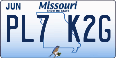 MO license plate PL7K2G