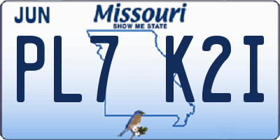 MO license plate PL7K2I