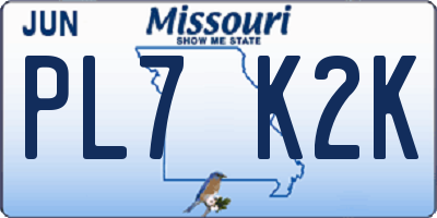 MO license plate PL7K2K