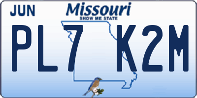 MO license plate PL7K2M