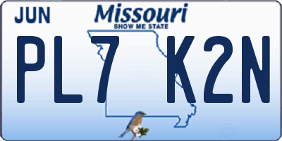 MO license plate PL7K2N