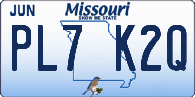 MO license plate PL7K2Q