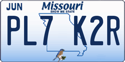 MO license plate PL7K2R