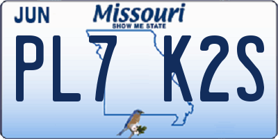 MO license plate PL7K2S