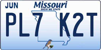 MO license plate PL7K2T