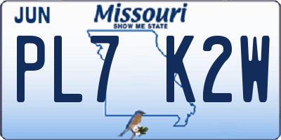 MO license plate PL7K2W