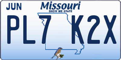 MO license plate PL7K2X