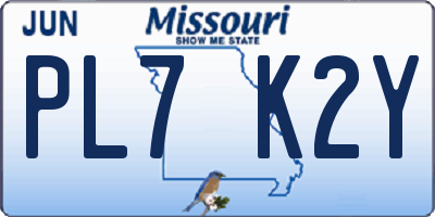 MO license plate PL7K2Y