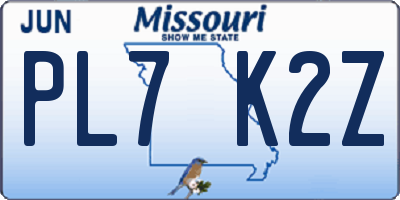 MO license plate PL7K2Z