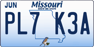 MO license plate PL7K3A