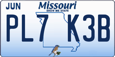 MO license plate PL7K3B