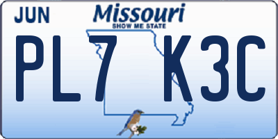 MO license plate PL7K3C