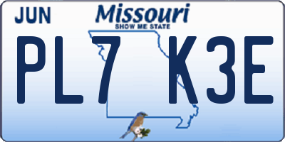 MO license plate PL7K3E