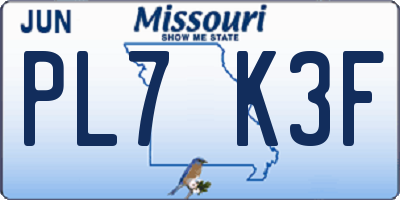 MO license plate PL7K3F