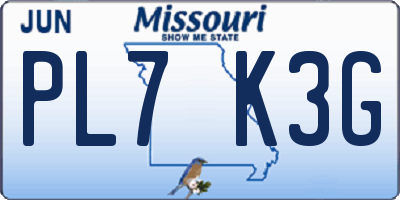 MO license plate PL7K3G