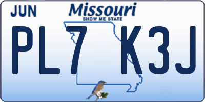 MO license plate PL7K3J