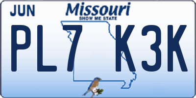 MO license plate PL7K3K