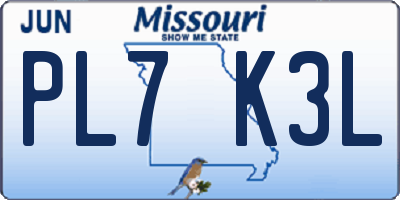 MO license plate PL7K3L