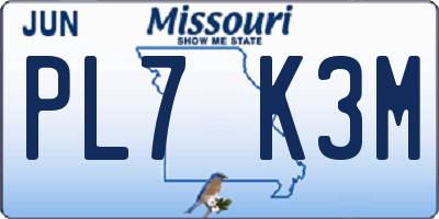 MO license plate PL7K3M