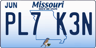 MO license plate PL7K3N