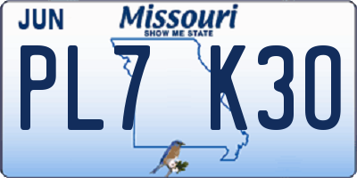 MO license plate PL7K3O