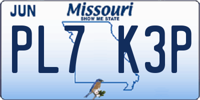 MO license plate PL7K3P