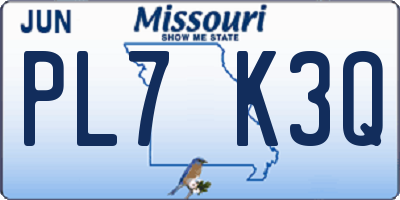 MO license plate PL7K3Q