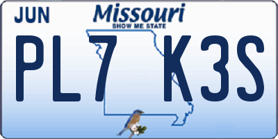 MO license plate PL7K3S