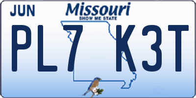 MO license plate PL7K3T